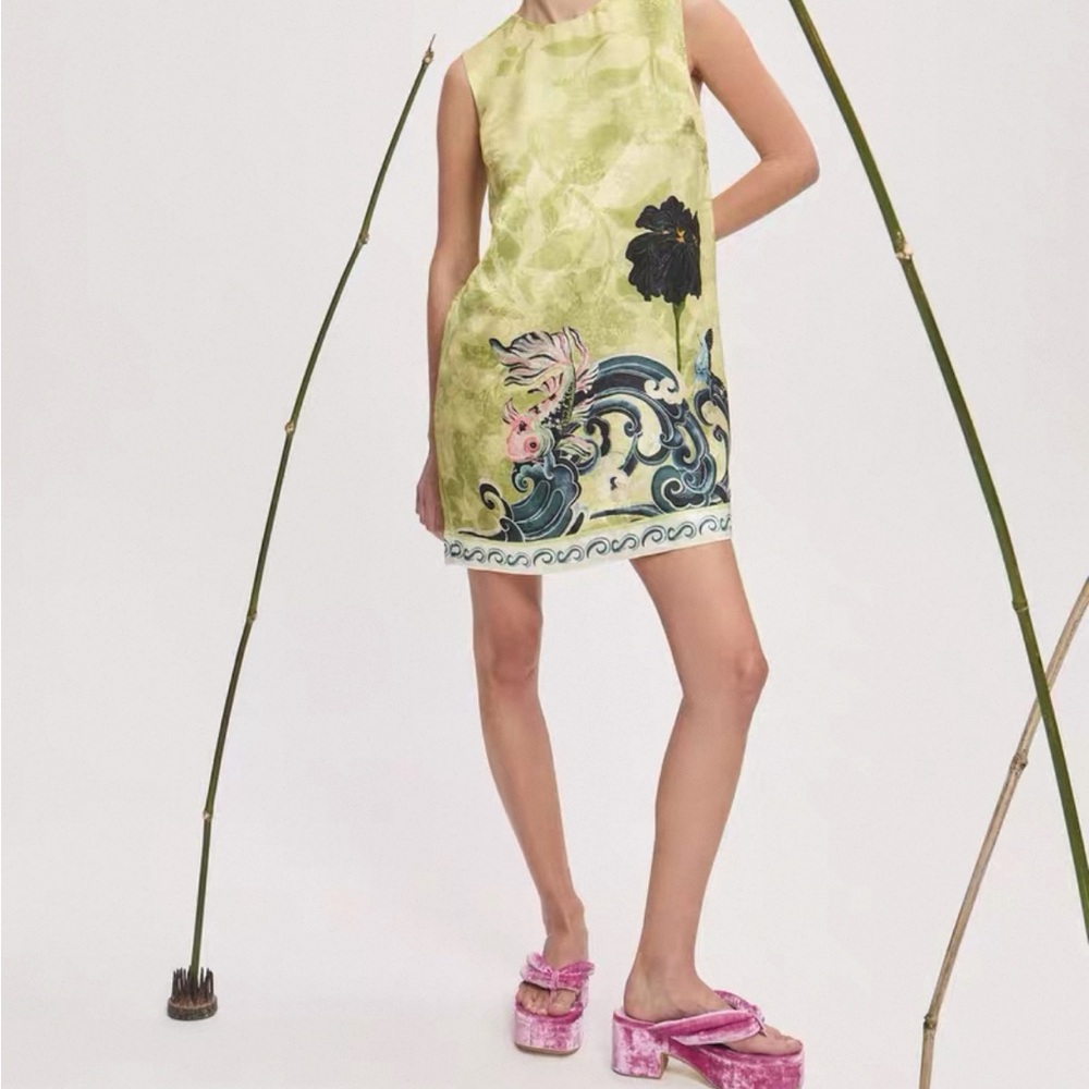 Green and Black Sleeveless Dress